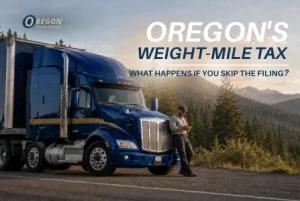 blue truck on the oregon route